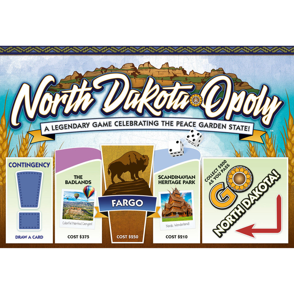 North Dakota-Opoly State Adventure Board Game for Ages 8+