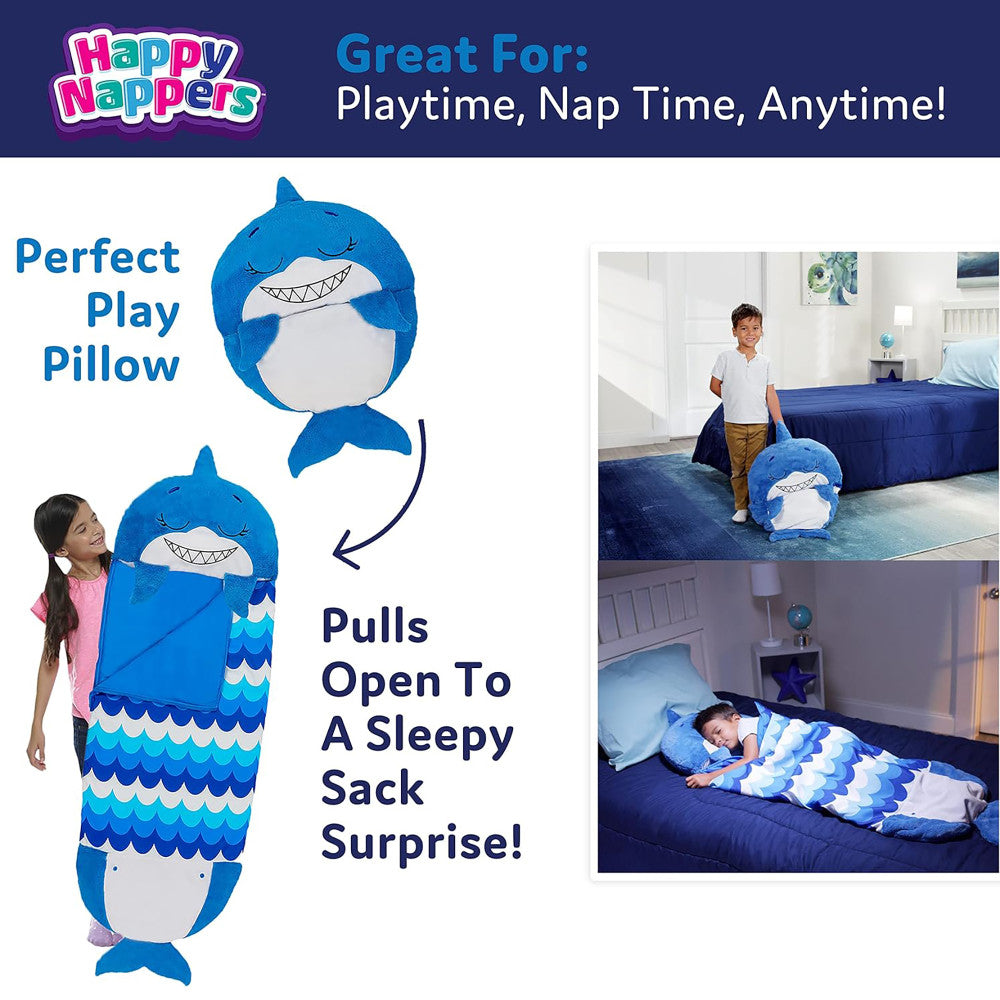 Happy Nappers Blue Shark 54 inch Plush Pillow & Sleepy Sack - Medium - Image 4