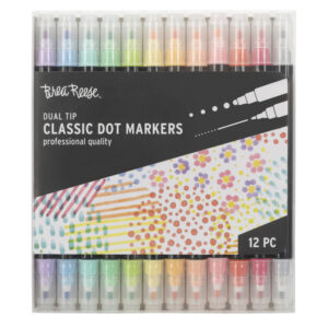 Brea Reese Classic Dual-Tip Dot Markers - 12 Pack with 24 Vibrant Colors
