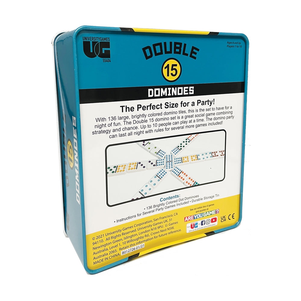 Double 15 Color Dot Dominoes Set with Durable Storage Tin - Image 3