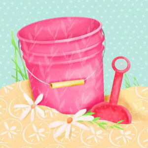 Oopsy Daisys - Shovel And Pink - Handcrafted Canvas Wall Art