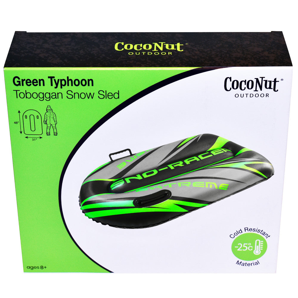 CocoNut Outdoor Green Typhoon Inflatable Toboggan Snow Sled - 48x31" - Image 3