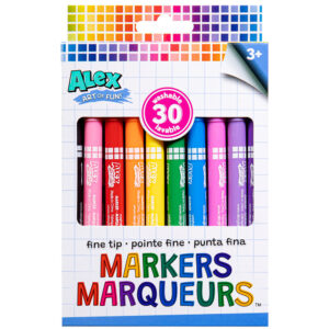 Alex Art Of Fun Fine Tip Markers 30-Pack - Vibrant, Washable, Non-Toxic, Age 3+