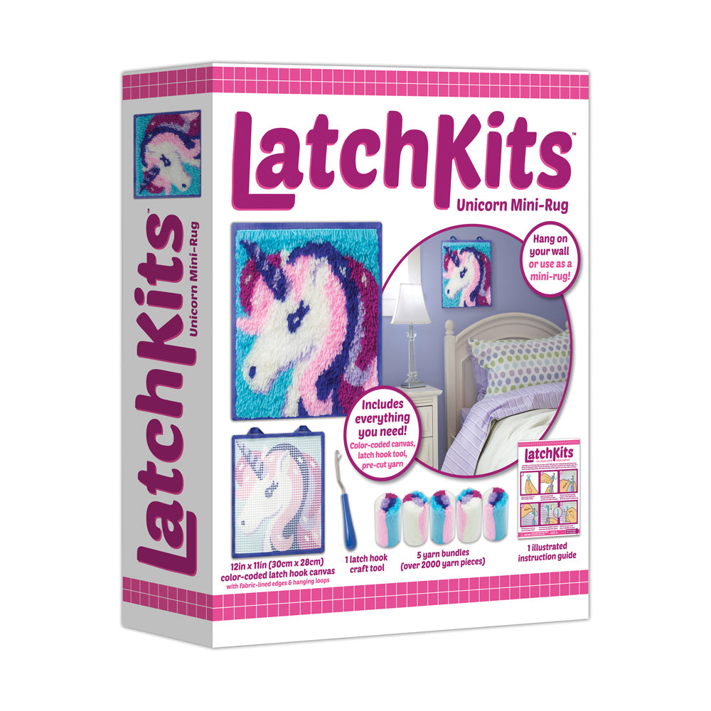 LatchKits Unicorn Mini-Rug Craft Kit - Create Your Own Fuzzy Rug - Image 2