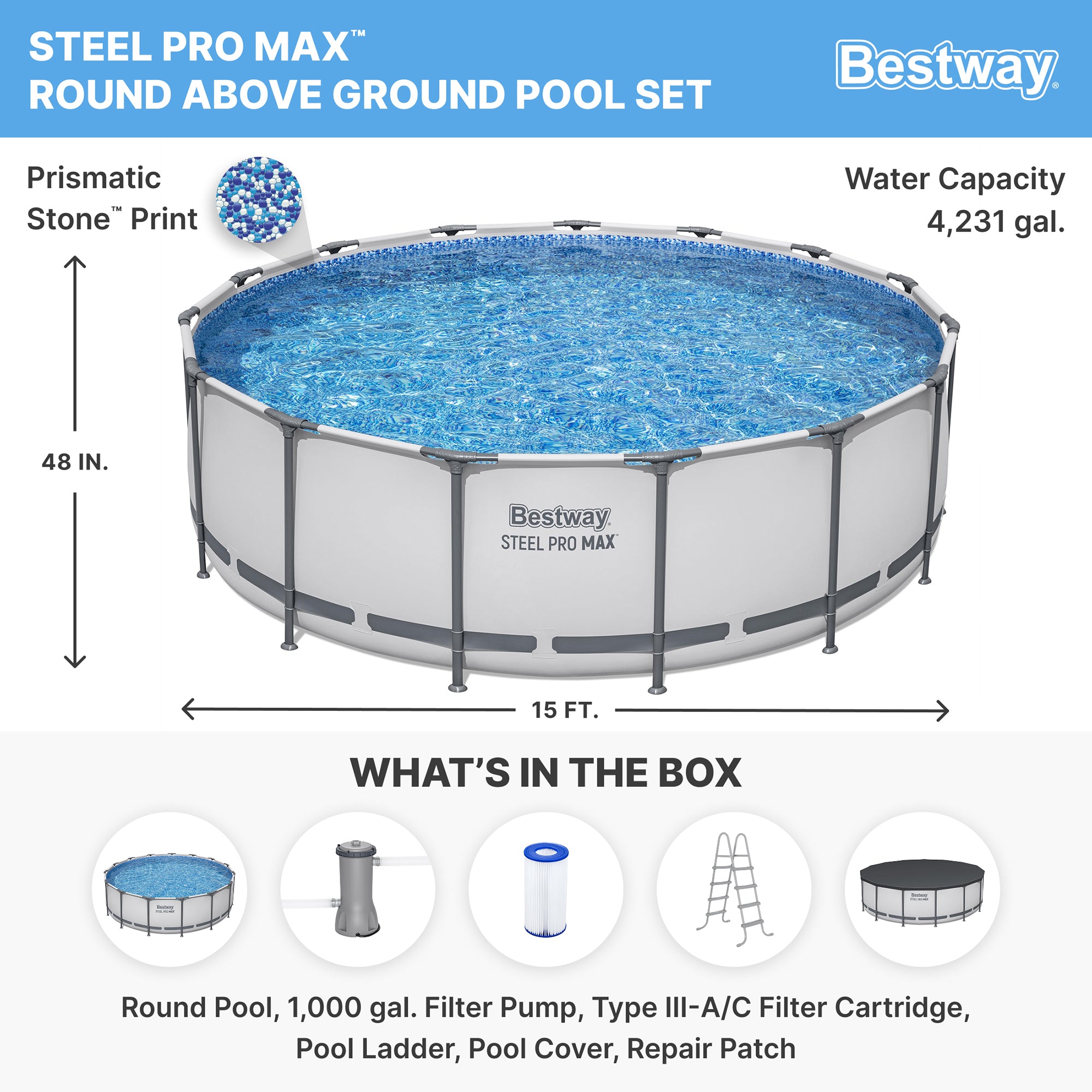 Bestway Steel Pro MAX Above Ground Pool Set 15' x 48" - Image 8