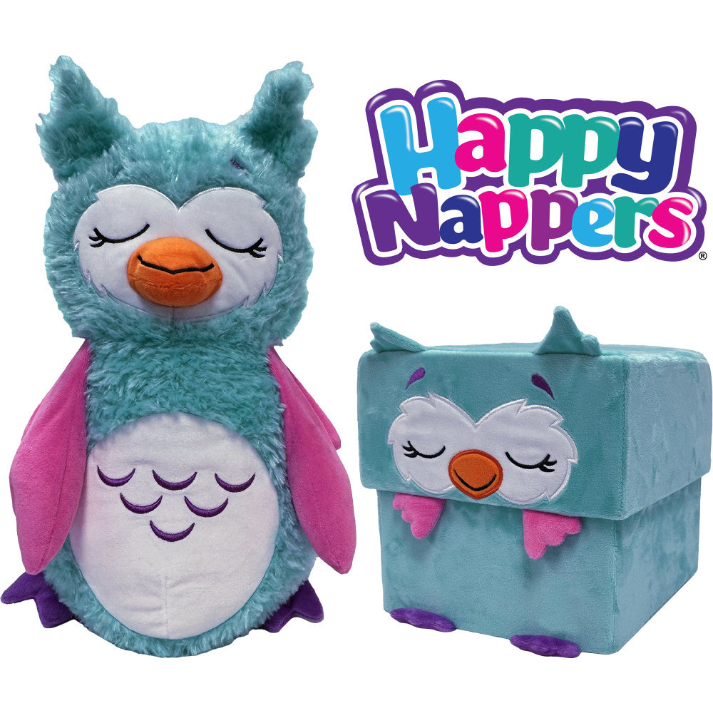 Happy Nappers Adorable Storables 15 inch Owl Plush - Teal & Pink - Image 5