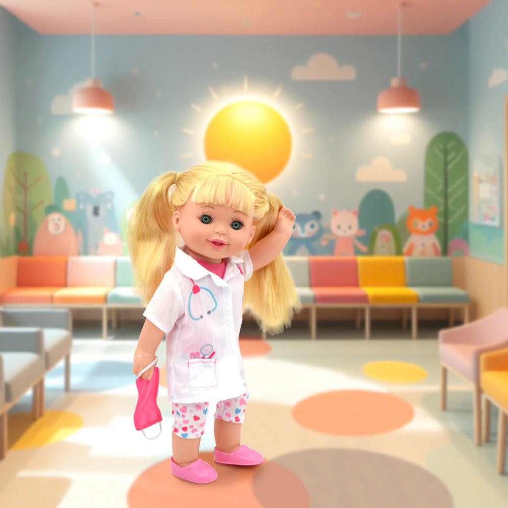 Lil Tots Talking Doctor Playset - 14" Blonde Doll with Pink & White Outfit - Image 4