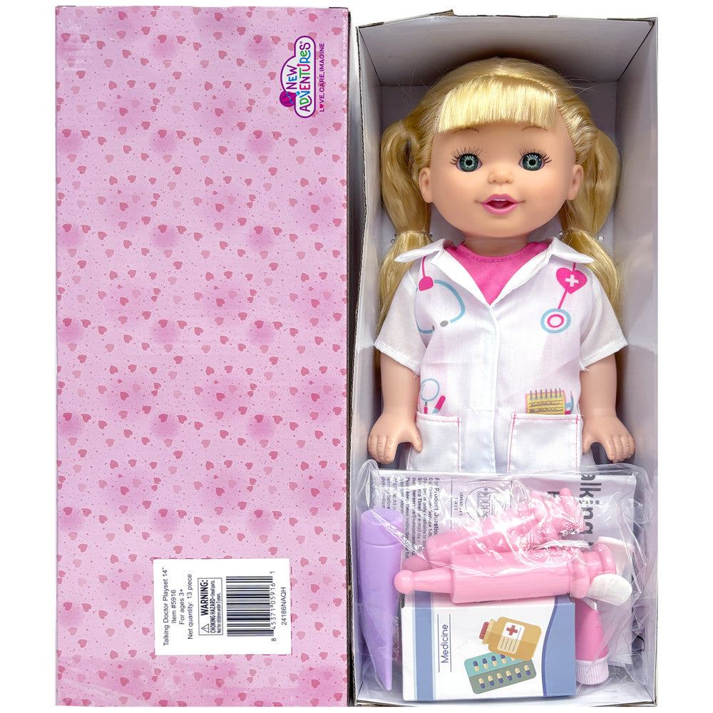 Lil Tots Talking Doctor Playset - 14" Blonde Doll with Pink & White Outfit - Image 6