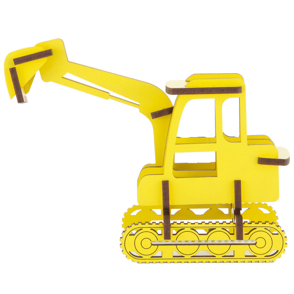 Little & Wood: Medium Digger - 3D Yellow Wooden Construction Kit - Image 2