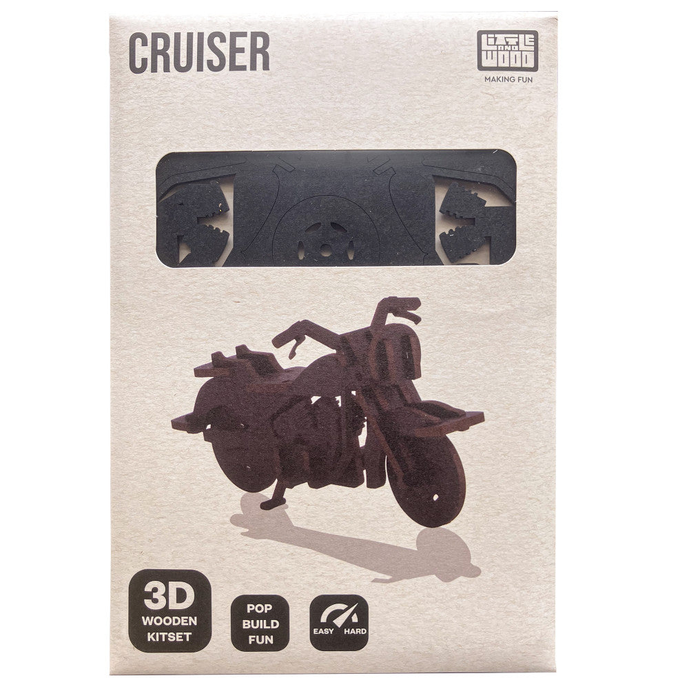 Little & Wood: Cruiser - Medium 3D Wooden Bike Puzzle Kit, Black - Image 3