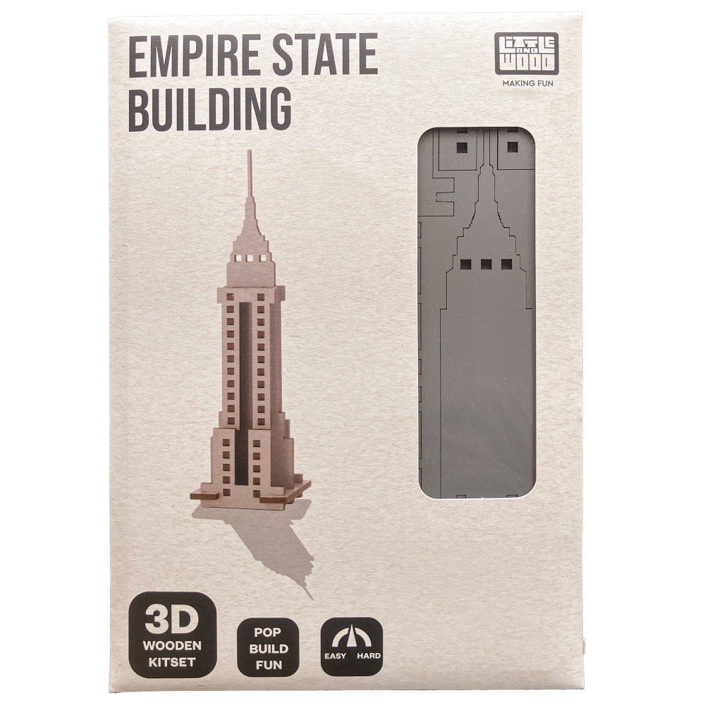 Little & Wood Empire State Building: 3D Wooden Puzzle Kit - Medium, Grey - Image 3