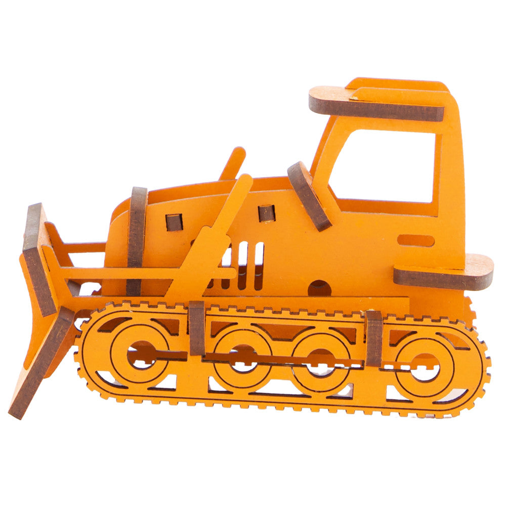 Little & Wood: Bulldozer Medium - 3D Wooden Model Kit, Orange - Image 2