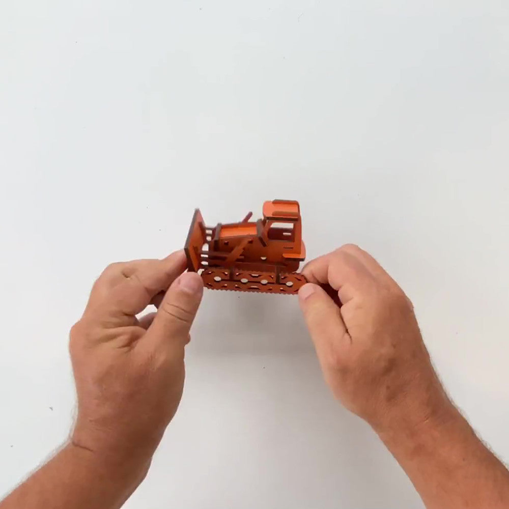 Little & Wood: Bulldozer Medium - 3D Wooden Model Kit, Orange - Image 5