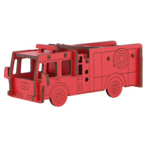 Little & Wood: Fiery Fun! 3D Fire Engine Wooden Kit-Set - Medium, Red