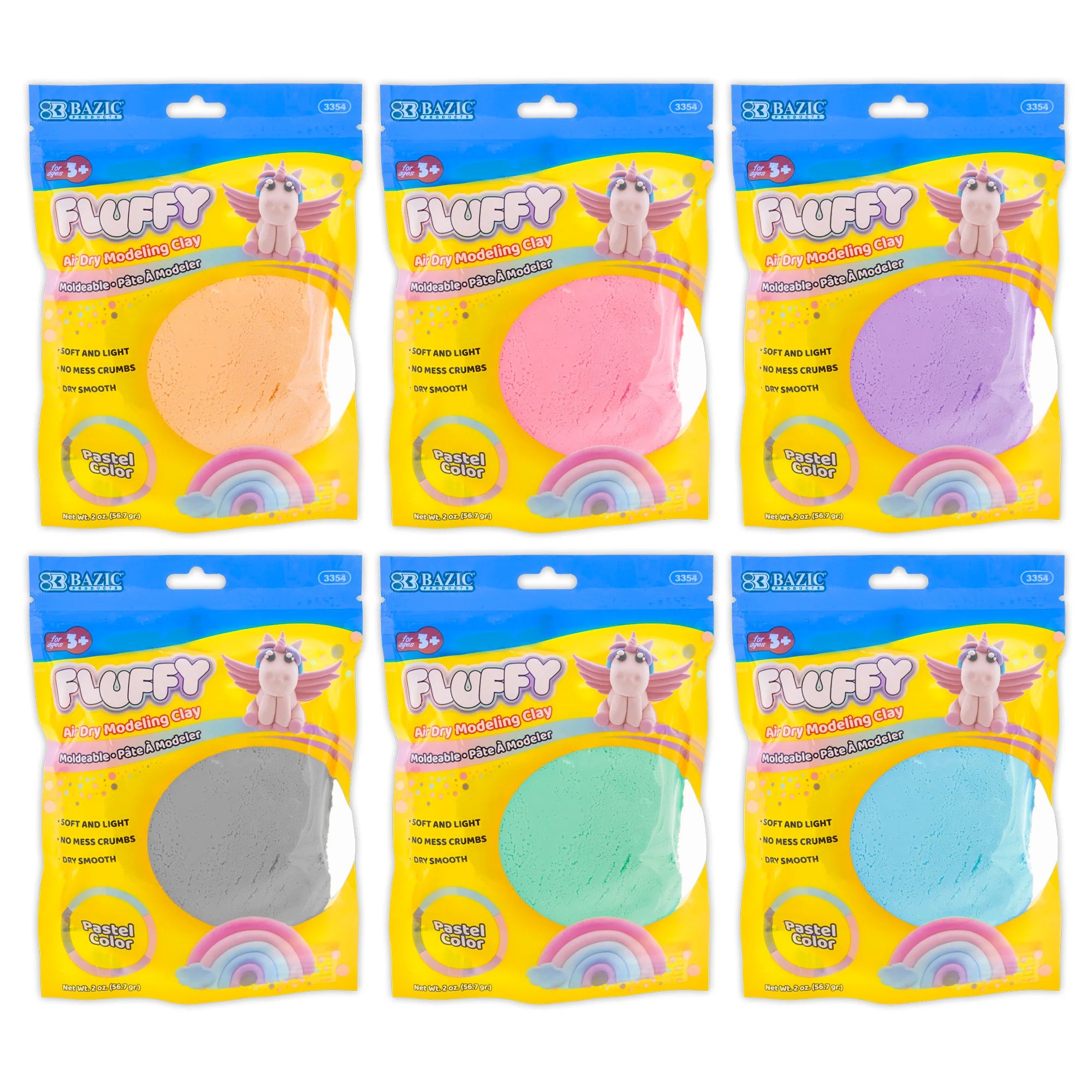 BAZIC Pastel Air Dry Modeling Clay 2 Oz., 48 Pack - Assorted Colors - Image 2