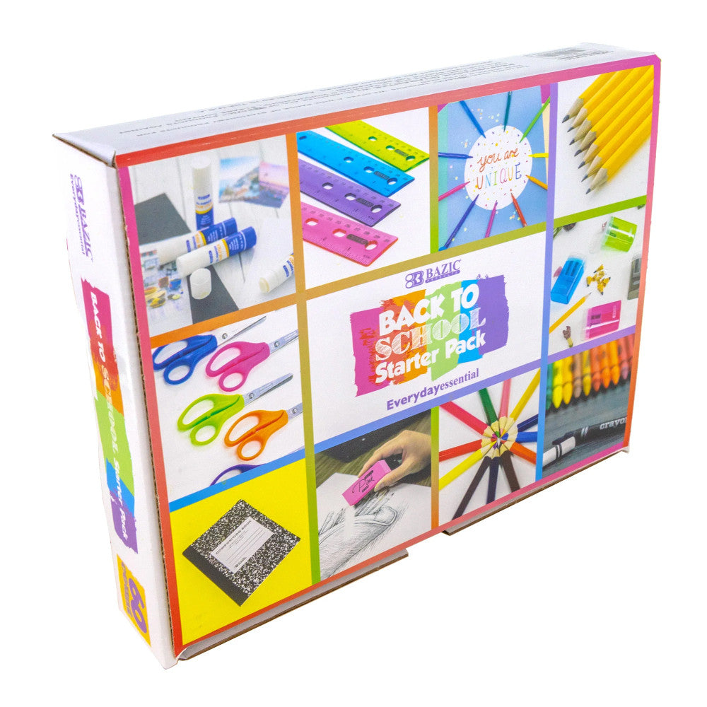 BAZIC Products Ultimate Back To School Starter Pack, 60-Piece Set with Art & Writing Supplies