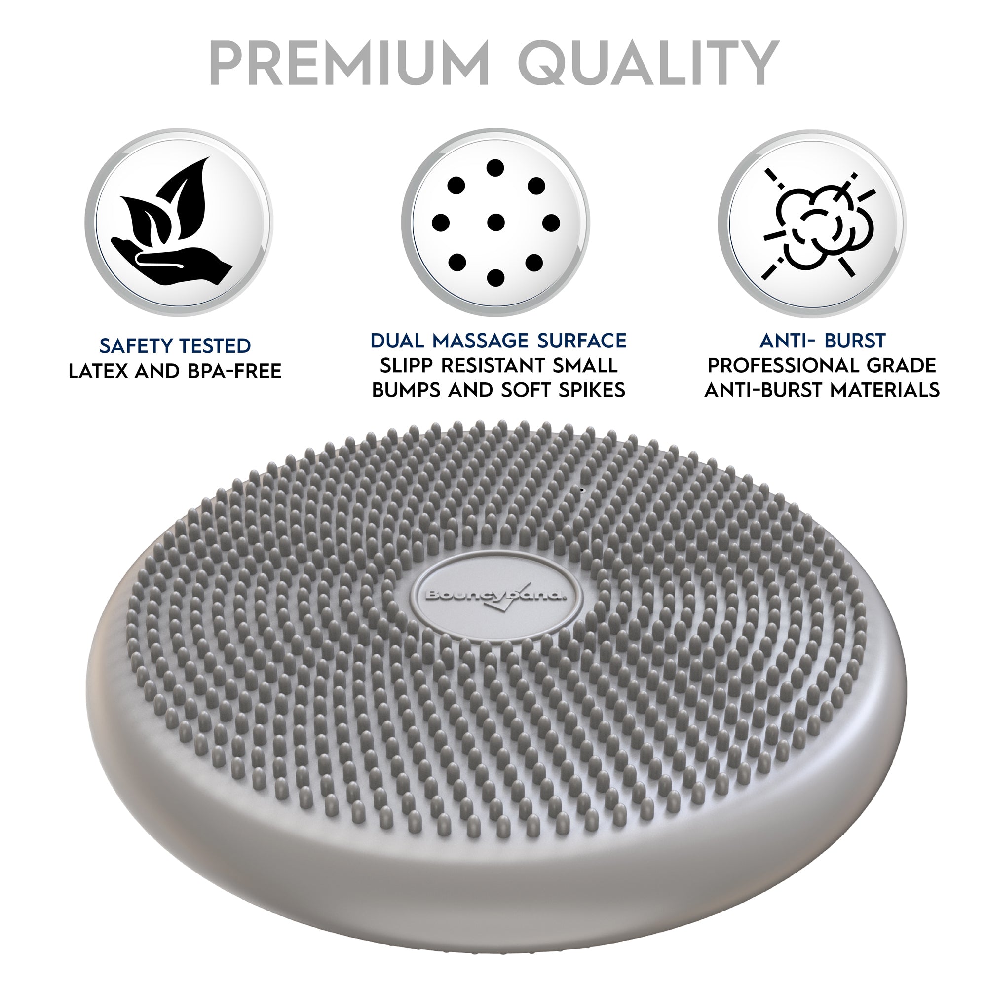 Bouncyband Big Wiggle Seat Sensory Cushion, Silver - Active Sitting for Kids - Image 6
