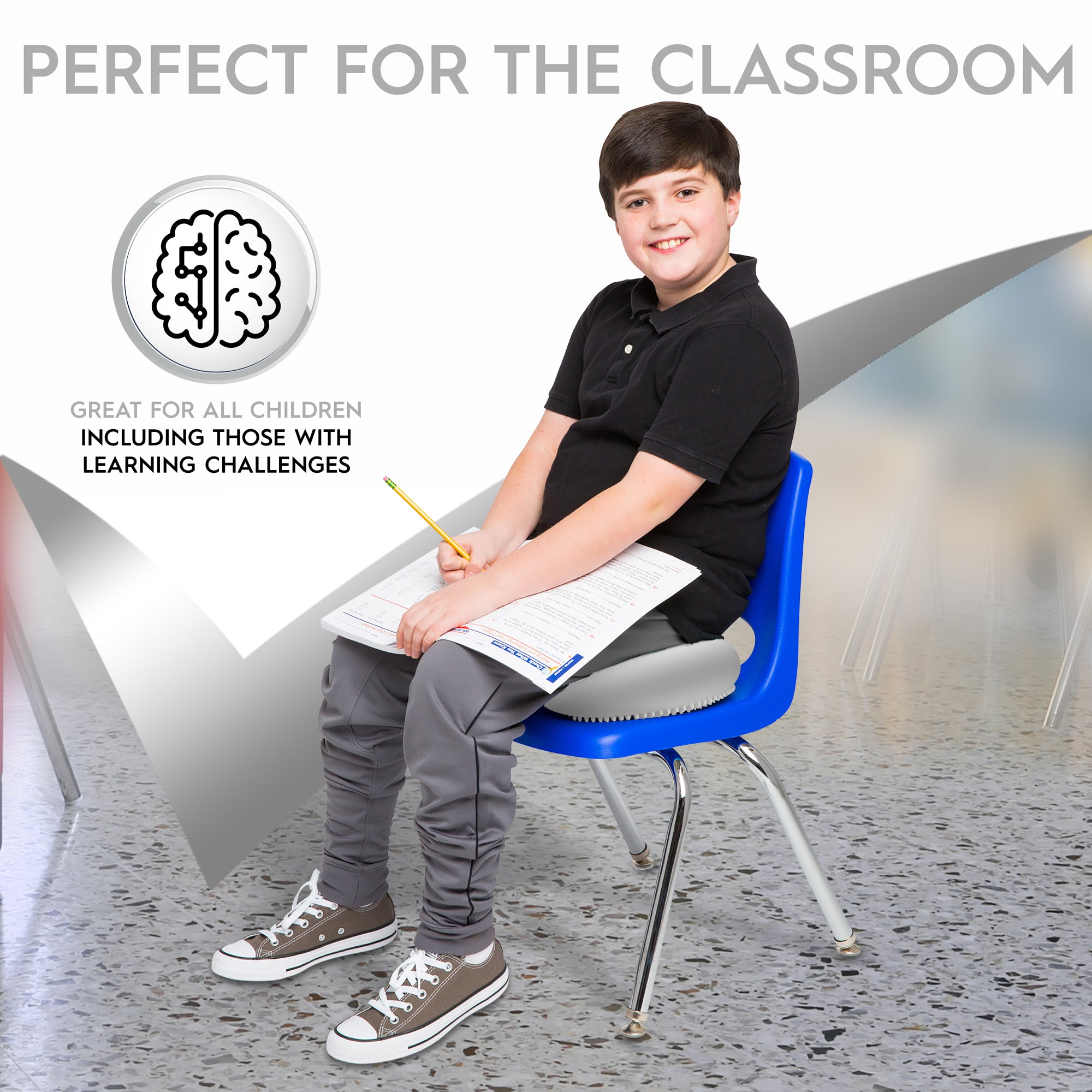 Bouncyband Big Wiggle Seat Sensory Cushion, Silver - Active Sitting for Kids - Image 8
