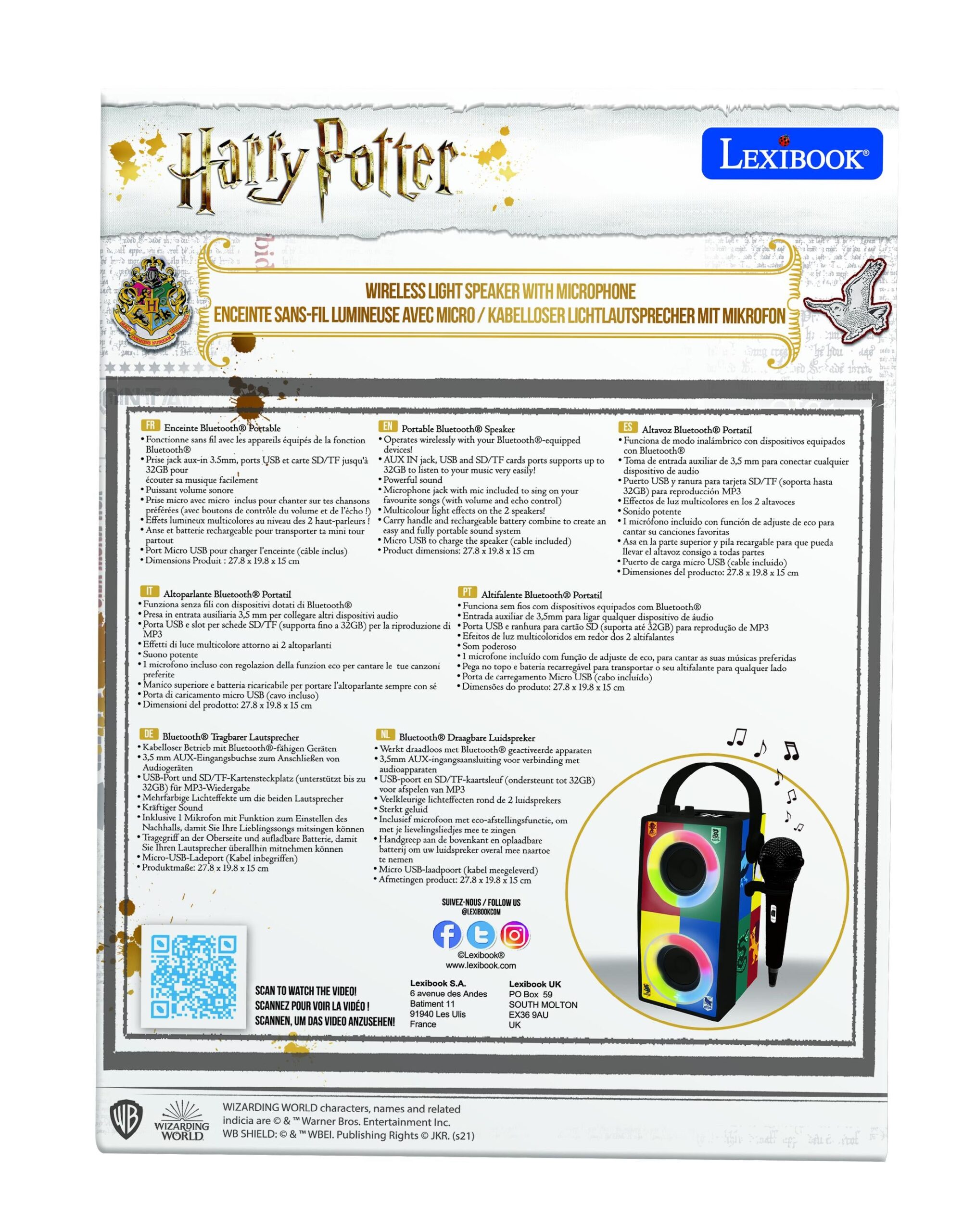 Lexibook Harry Potter Bluetooth Karaoke Light Speaker with Microphone - Image 8