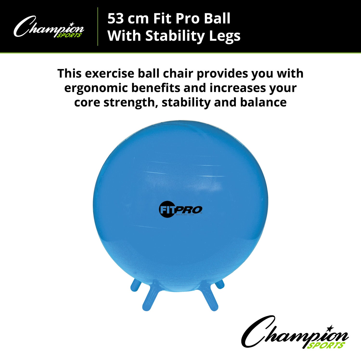 Champion Sports FitPro Stability Leg Ball, 55cm - Royal Blue - Image 4