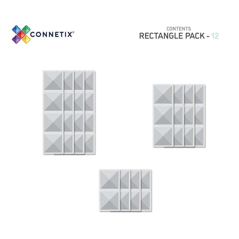 Connetix Magnetic Tiles Clear Rectangle Pack, 12-Piece Set - Image 2