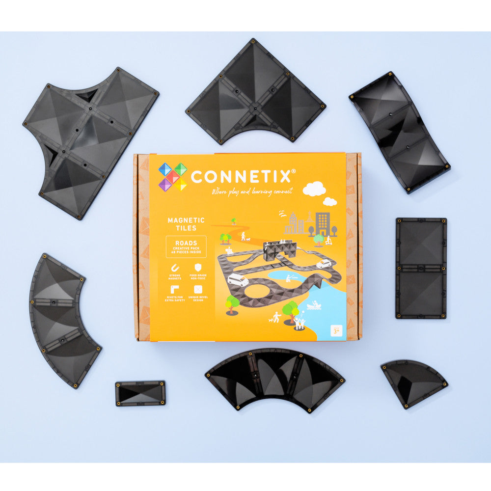 Connetix Magnetic Tiles Creative Roads Pack - 48 Piece Sleek Black Set - Image 3