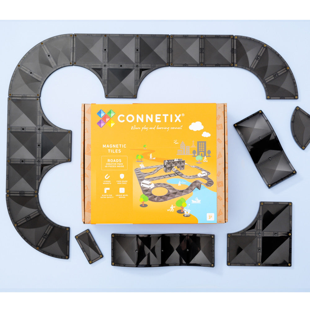Connetix Magnetic Tiles Creative Roads Pack - 48 Piece Sleek Black Set - Image 4