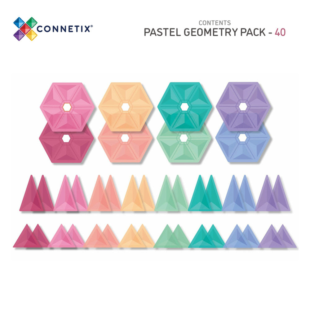Connetix Pastel Geometry Magnetic Tiles Set - 40 Pieces - Image 2