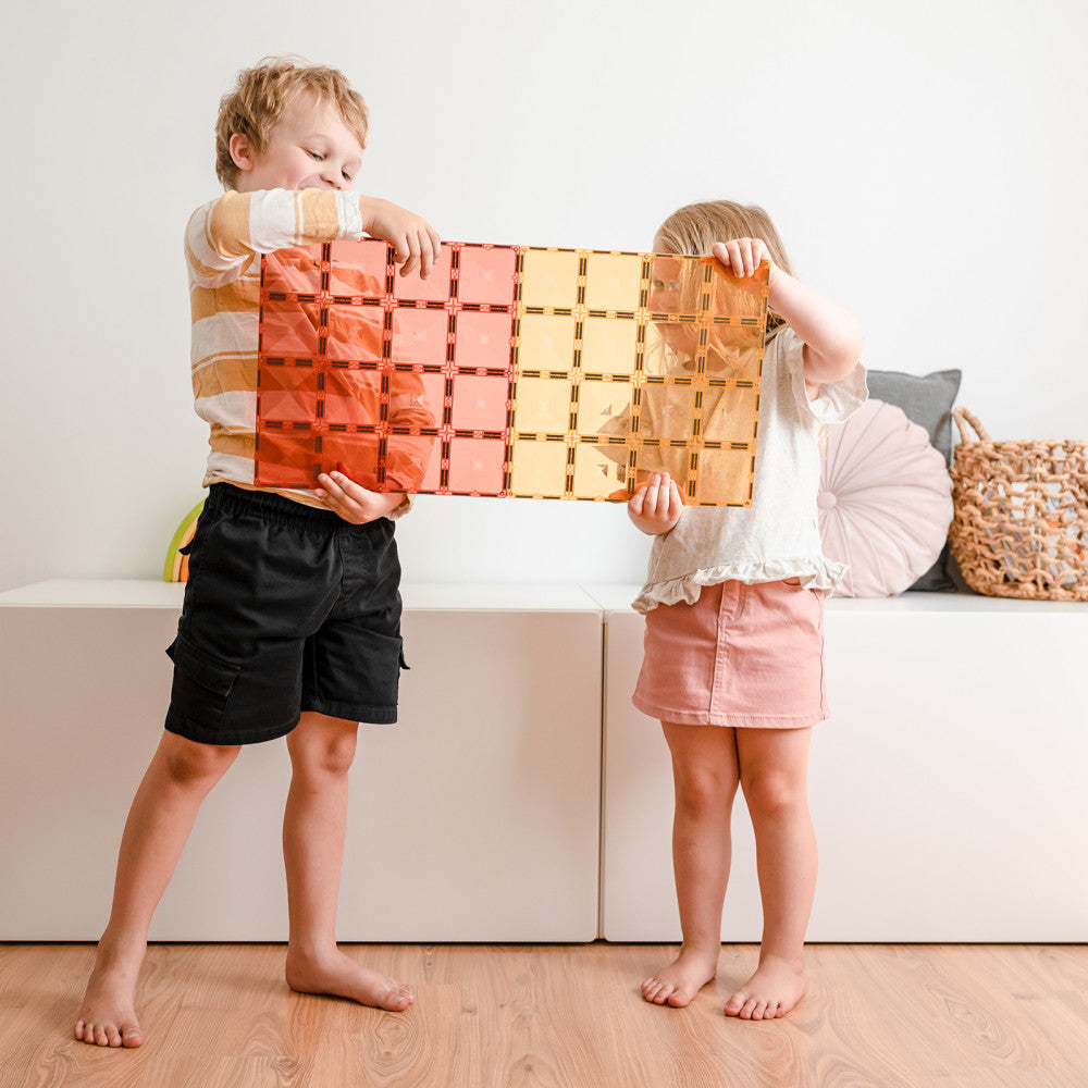 Connetix Magnetic Tiles Pastel Lemon & Peach Base Plates - 2 Pieces - Image 5