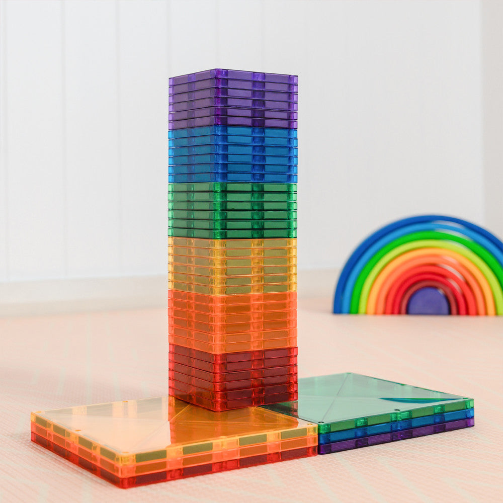 Connetix Magnetic Tiles Rainbow Square 42-Piece Set - Vibrant Colors - Image 3