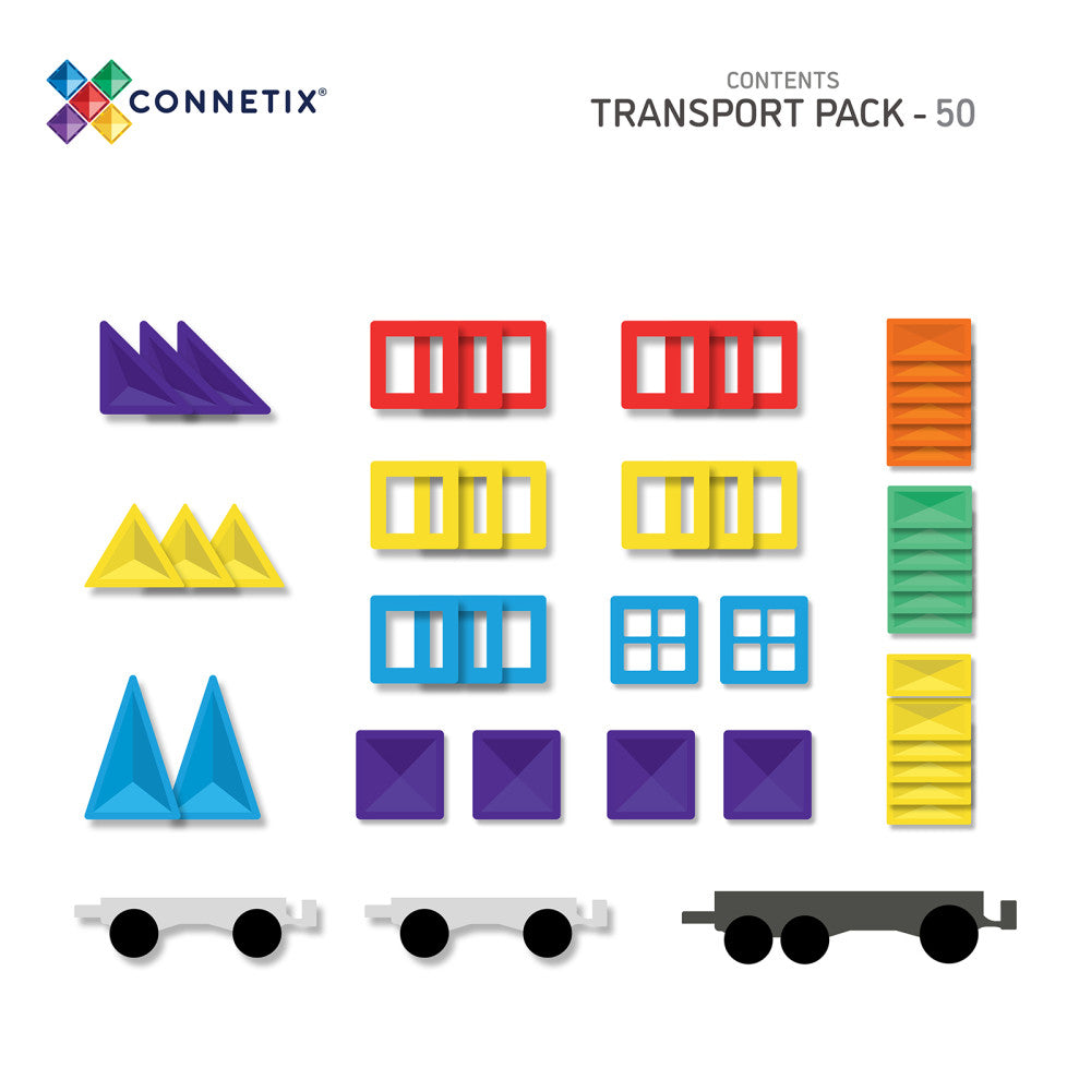 Connetix Magnetic Tiles Rainbow Transport Pack - 50 Piece Set - Image 2