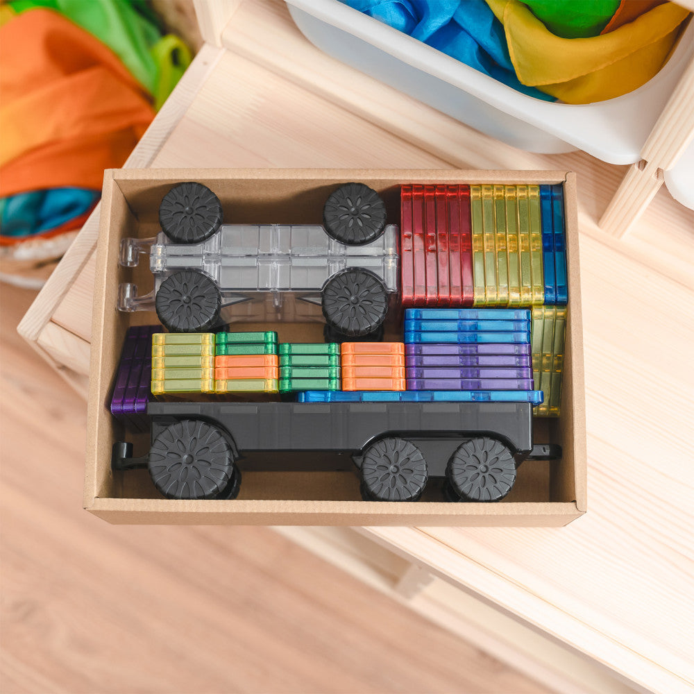 Connetix Magnetic Tiles Rainbow Transport Pack - 50 Piece Set - Image 3