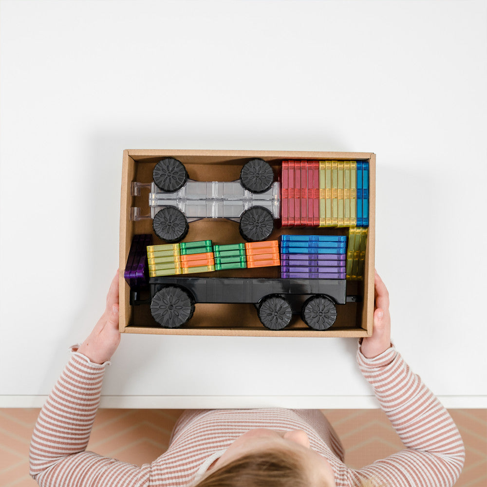 Connetix Magnetic Tiles Rainbow Transport Pack - 50 Piece Set - Image 4