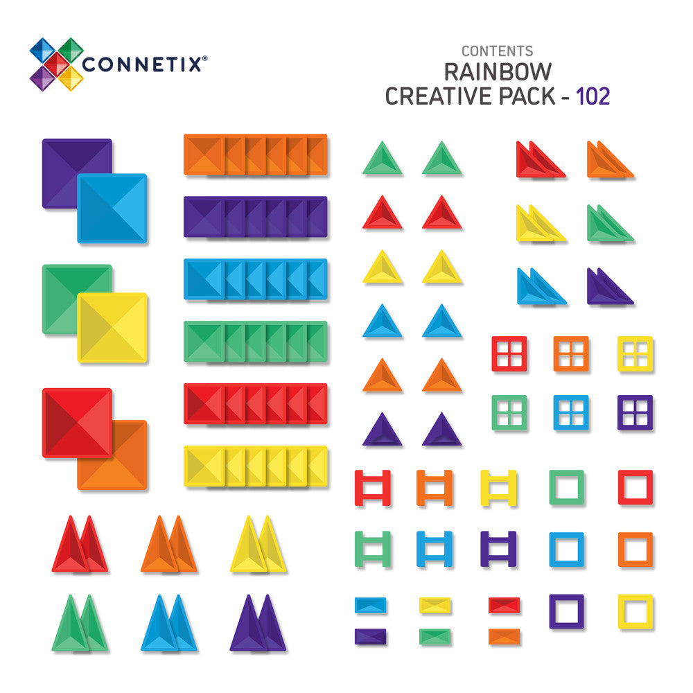 Connetix Magnetic Tiles Rainbow Creative Pack - 102 Pieces - Image 2