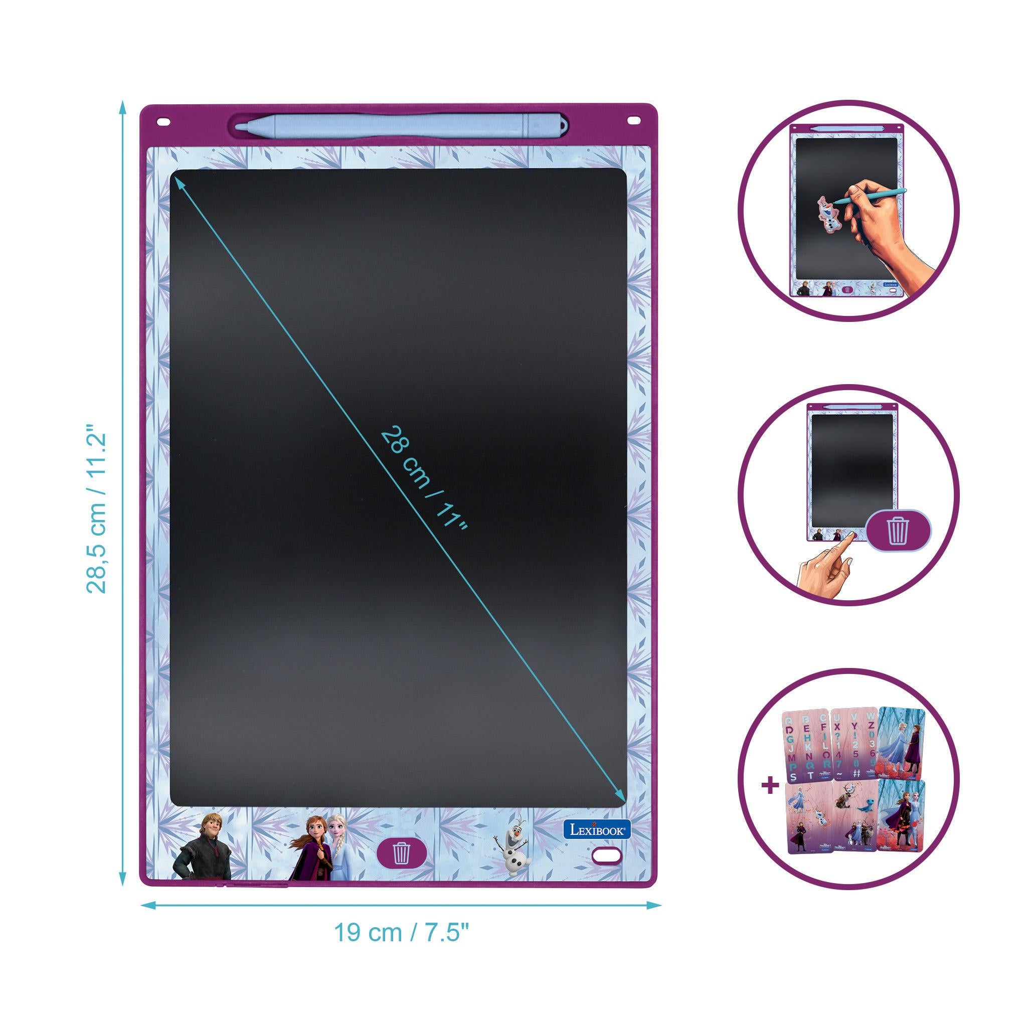 ArtZone Multicolor 11'' E-Ink Learning Tablet with Stencils - Frozen Theme - Image 3