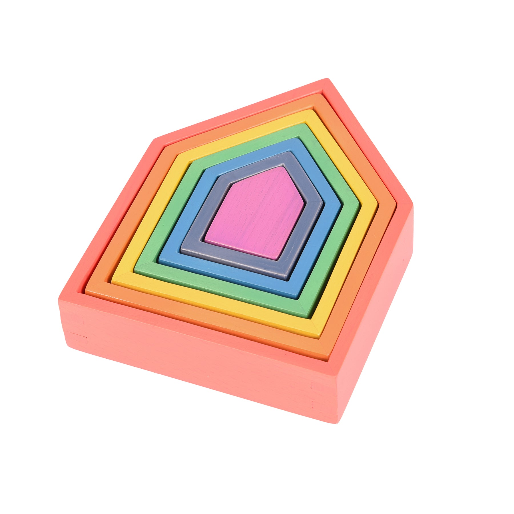 TickiT Rainbow Architect Houses - Colorful Wooden Nesting Play Set of 7 - Image 3