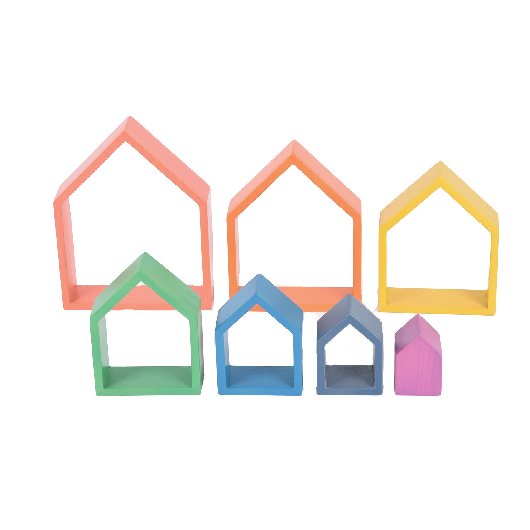 TickiT Rainbow Architect Houses - Colorful Wooden Nesting Play Set of 7 - Image 4