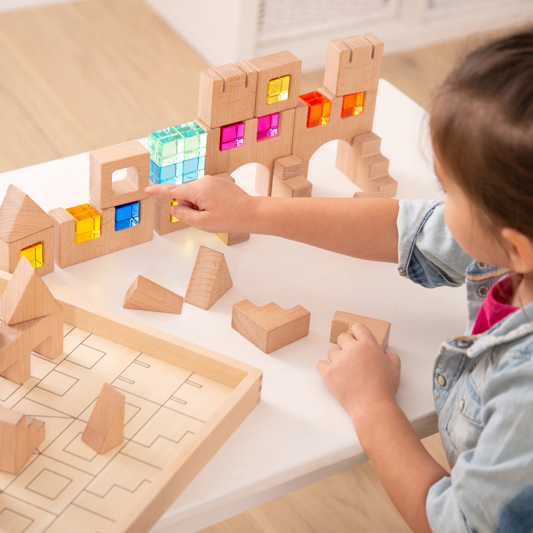 TickiT Wooden Gem Building Blocks - Colorful Creative Play Set - Image 4