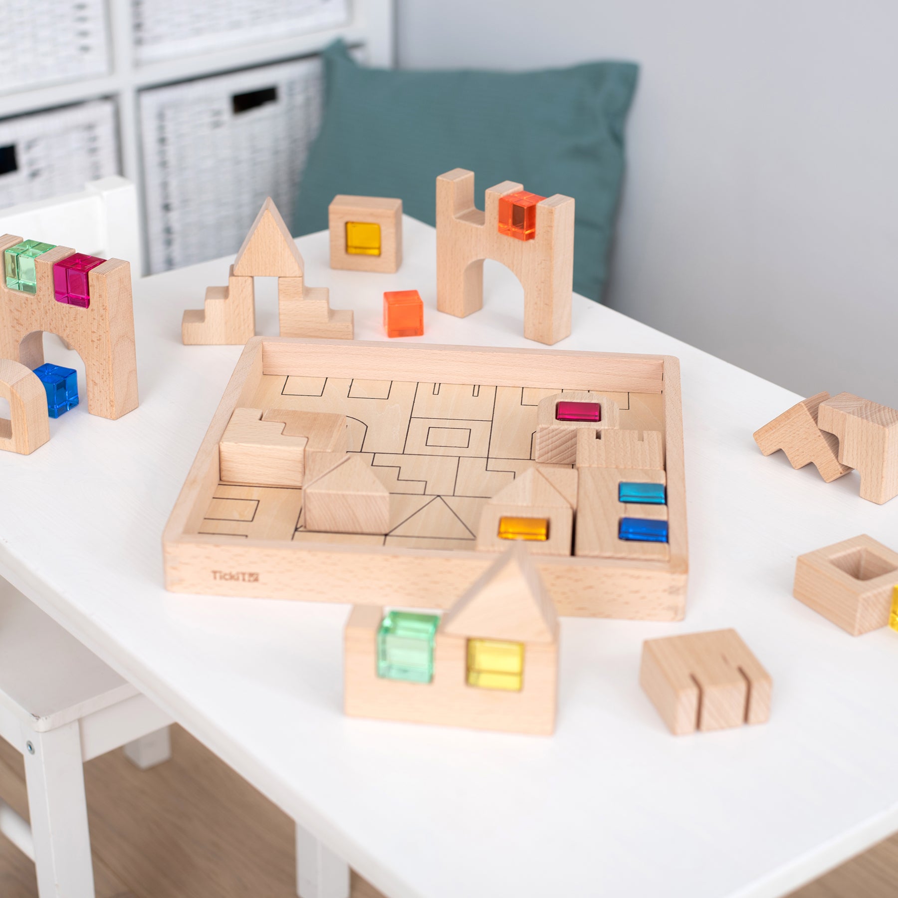 TickiT Wooden Gem Building Blocks - Colorful Creative Play Set - Image 5