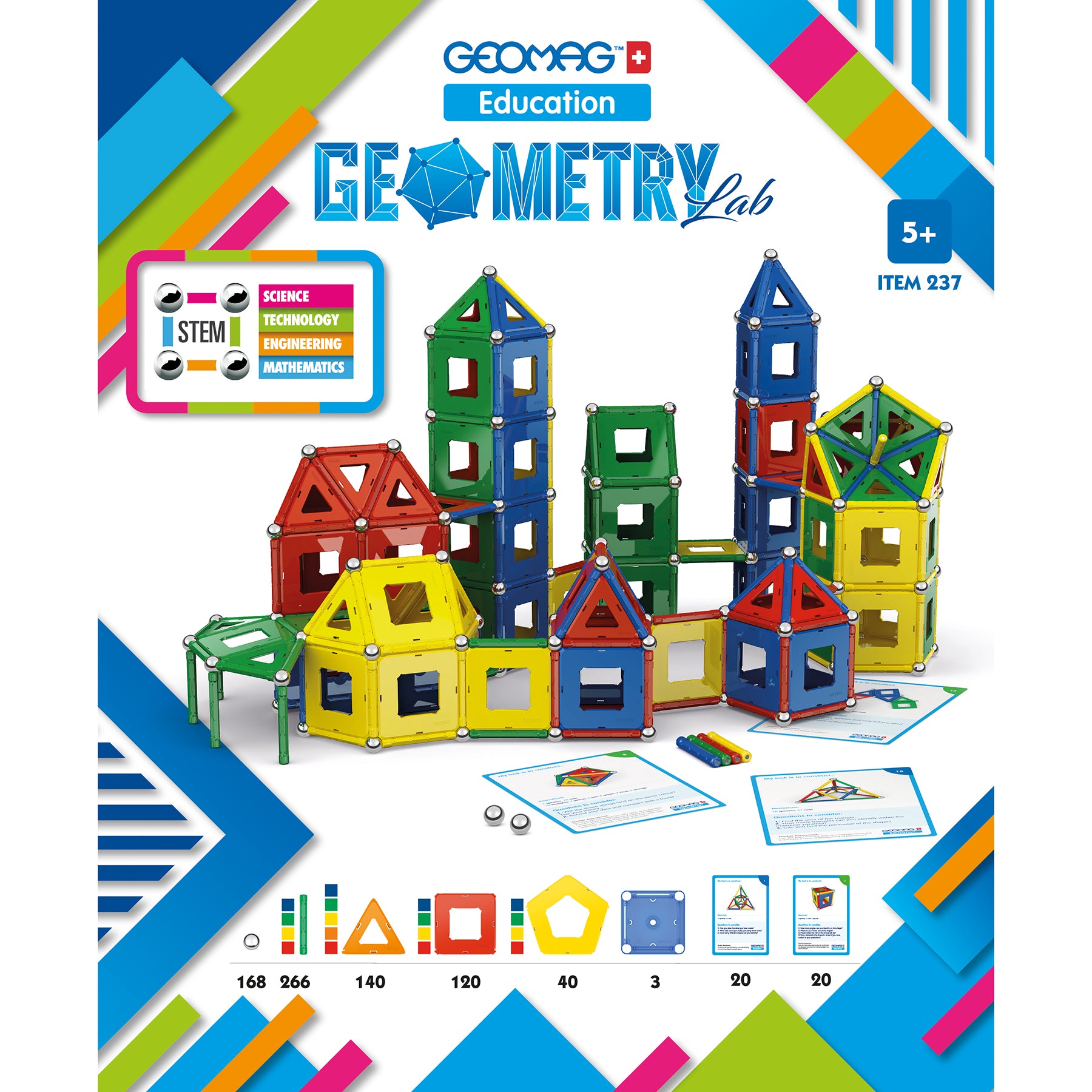 Geomag Geometry Lab Recycled Set - 737 Pieces - Vibrant STEM Learning - Image 2