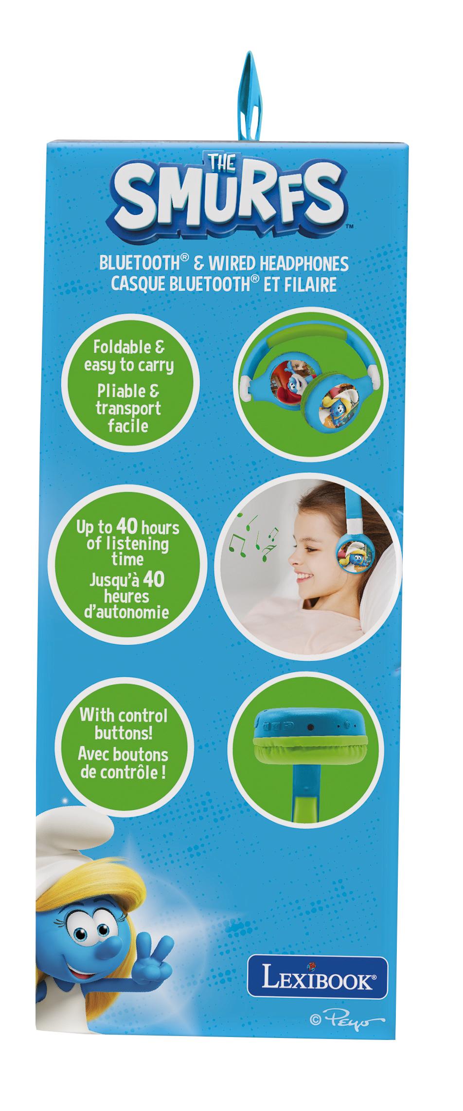 Smurfs-Themed 2-in-1 Bluetooth & Wired Foldable Headphones - Kid-Safe Volume - Image 8