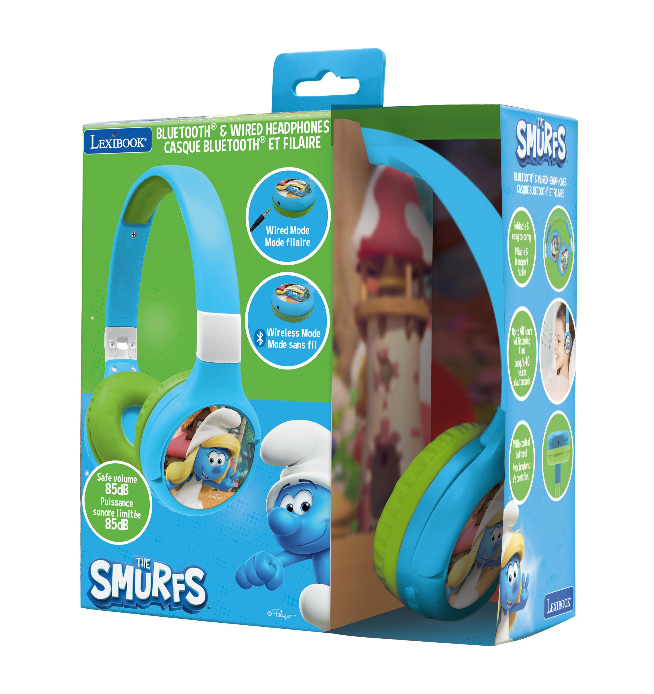 Smurfs-Themed 2-in-1 Bluetooth & Wired Foldable Headphones - Kid-Safe Volume - Image 9