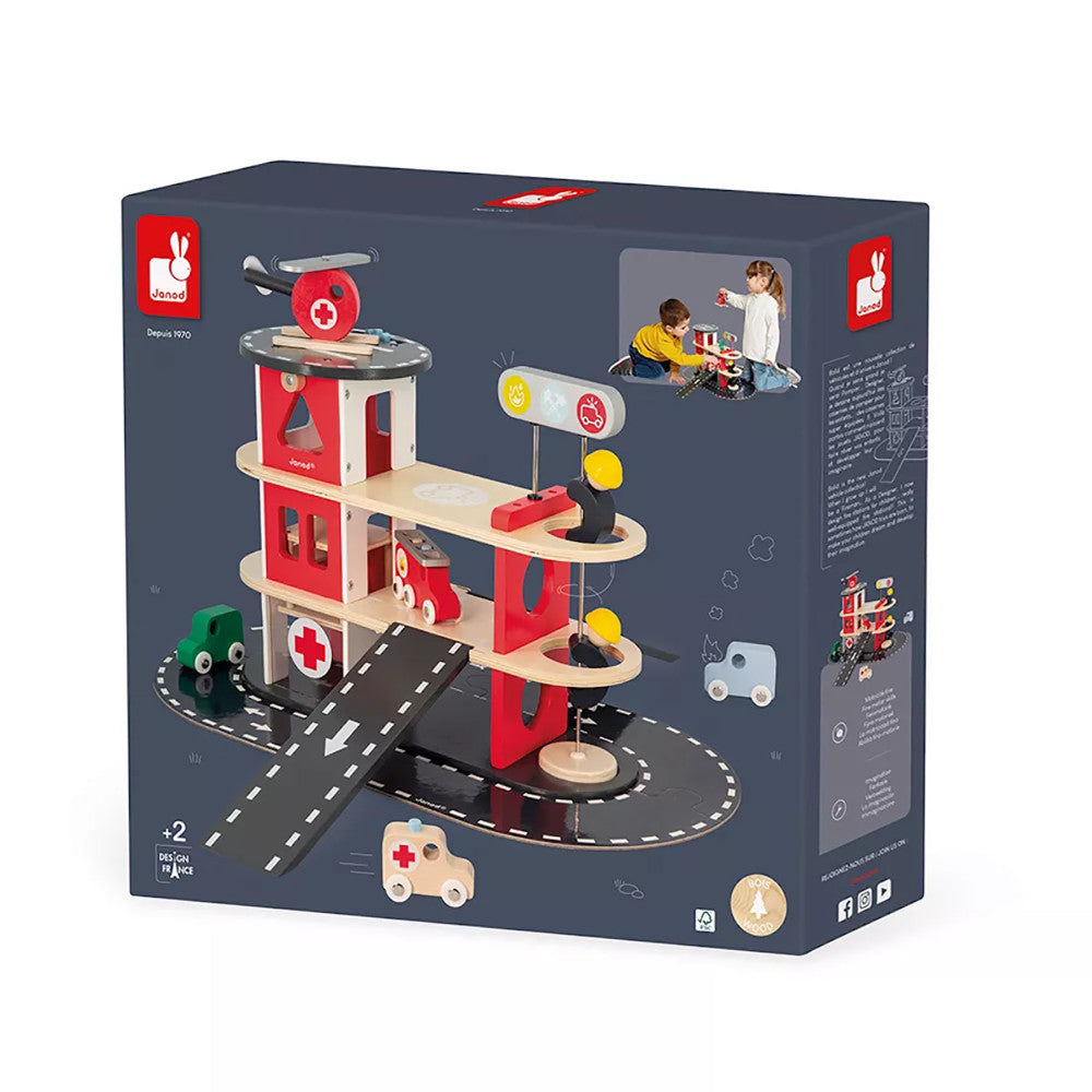Janod Fire Station Toy Set - Multilevel Playset - Image 4