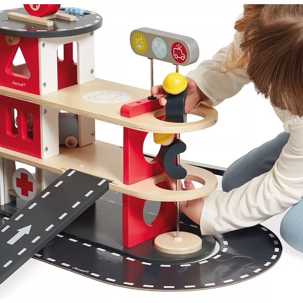 Janod Fire Station Toy Set - Multilevel Playset - Image 5