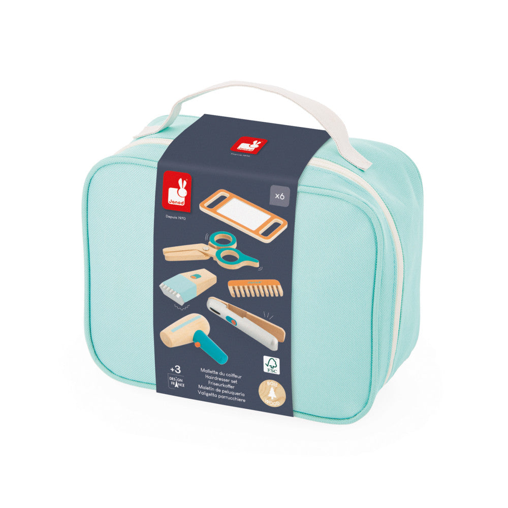 Janod 6-Piece Hairdresser Play Set ?C Vibrant Blue/Orange - Image 3