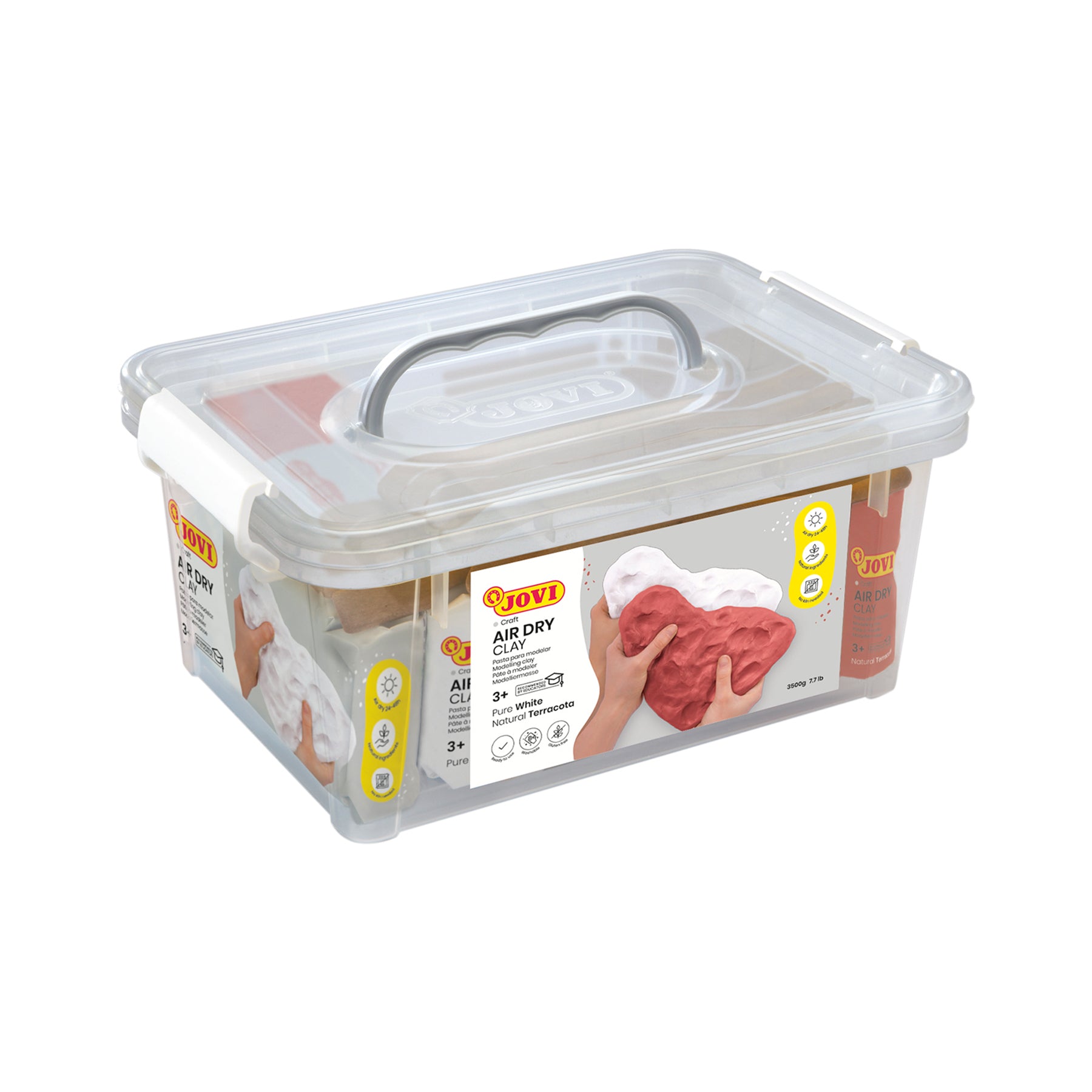 JOVI Air Dry Clay School Pack - 7 Bars, 1.1 Lb Each & 20 Spatulas, Assorted Colors - Image 3