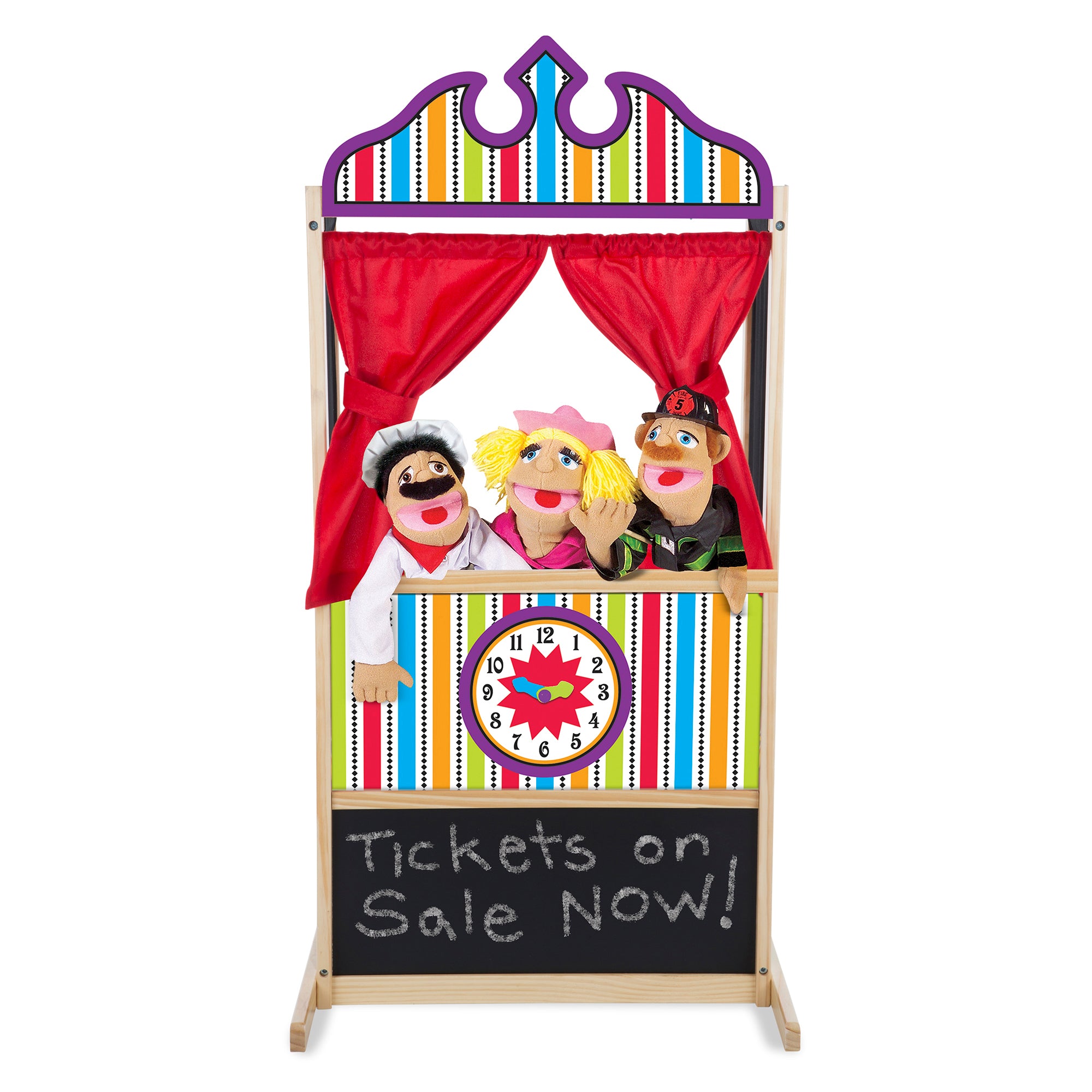 Melissa & Doug Deluxe Wooden Puppet Theater - Imaginative Play Stage - Image 3