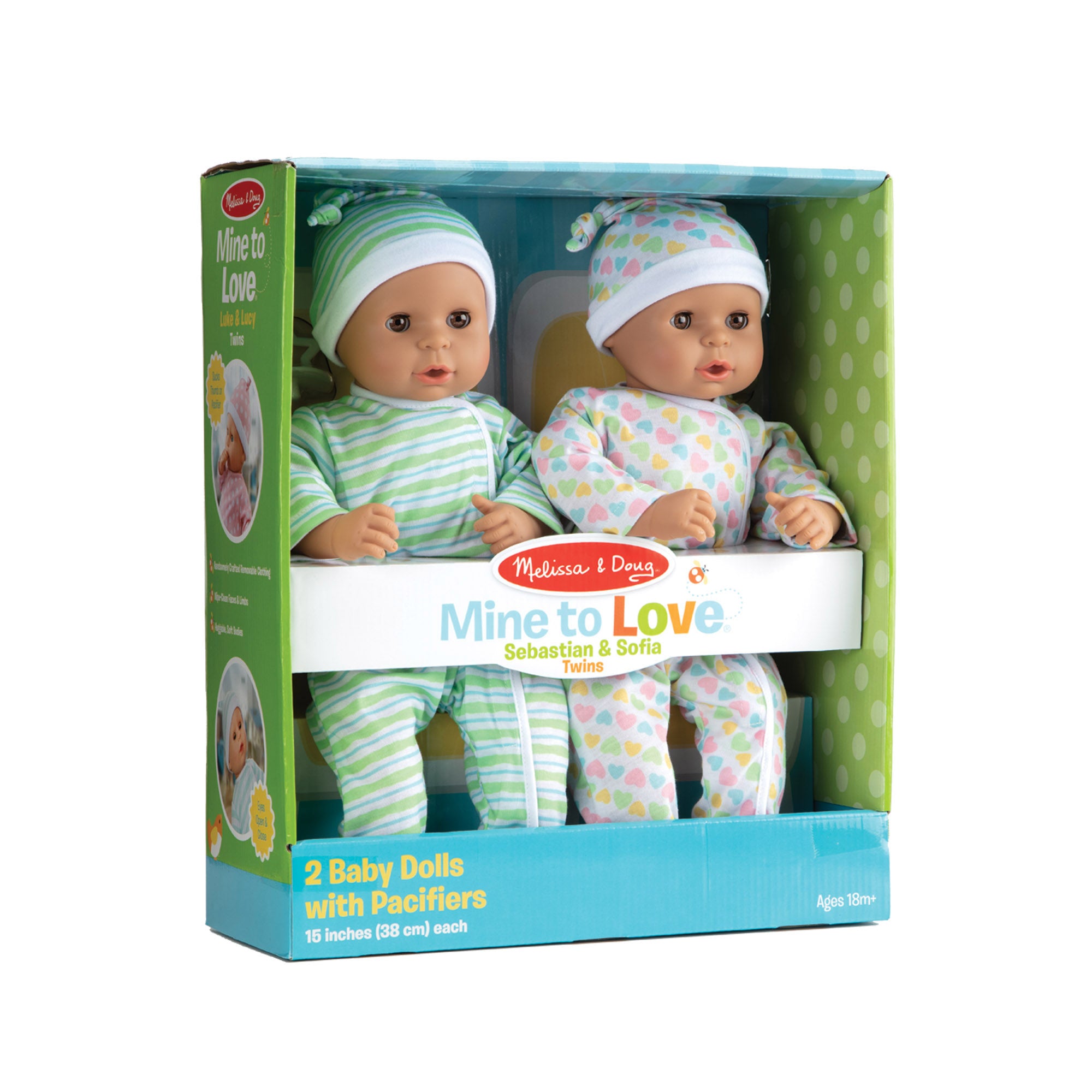 Melissa & Doug 15" - Mine to Love Twins Sebastian & Sofia Dolls - Image 2