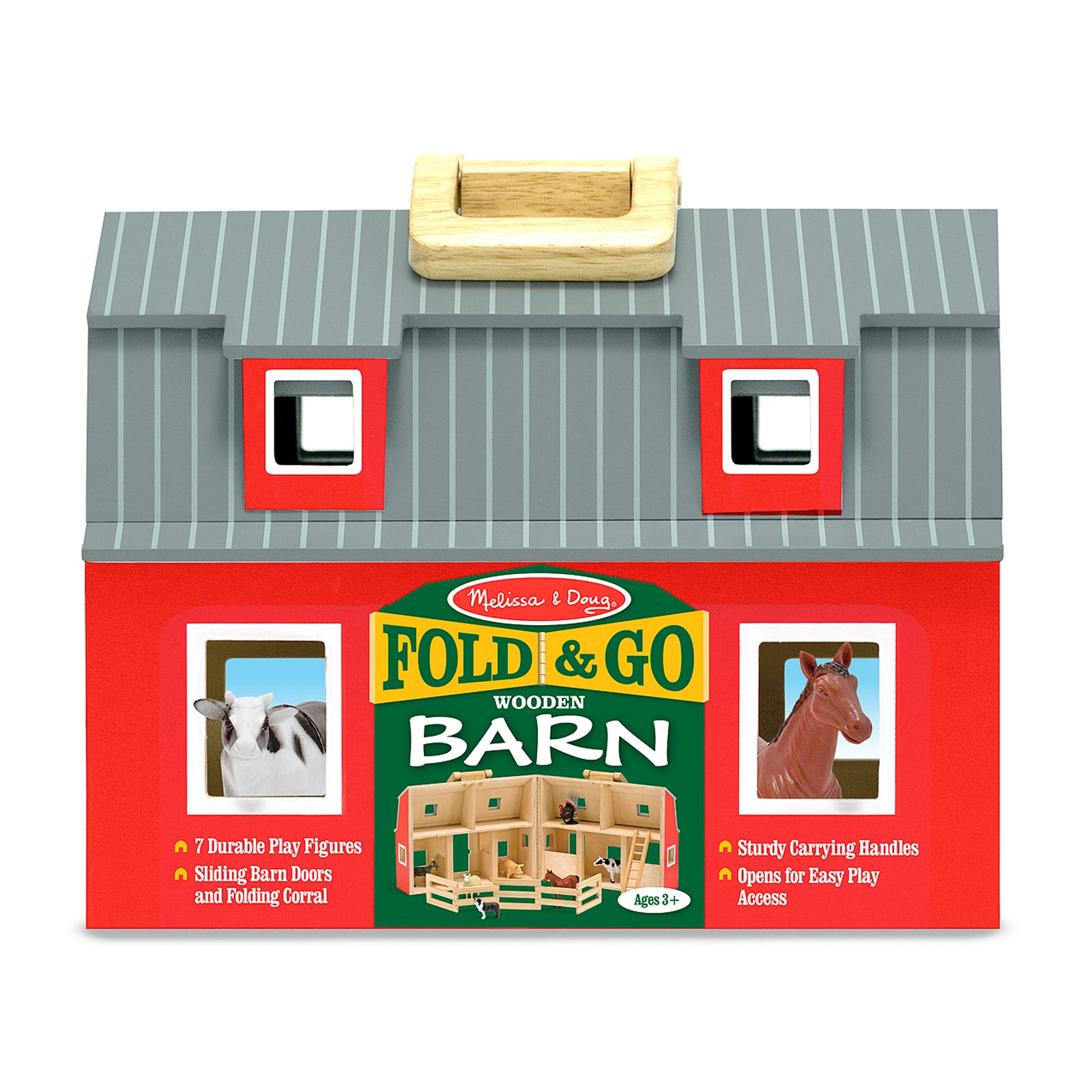 Melissa & Doug Fold & Go Wooden Barn Playset - Bright Red - Image 2