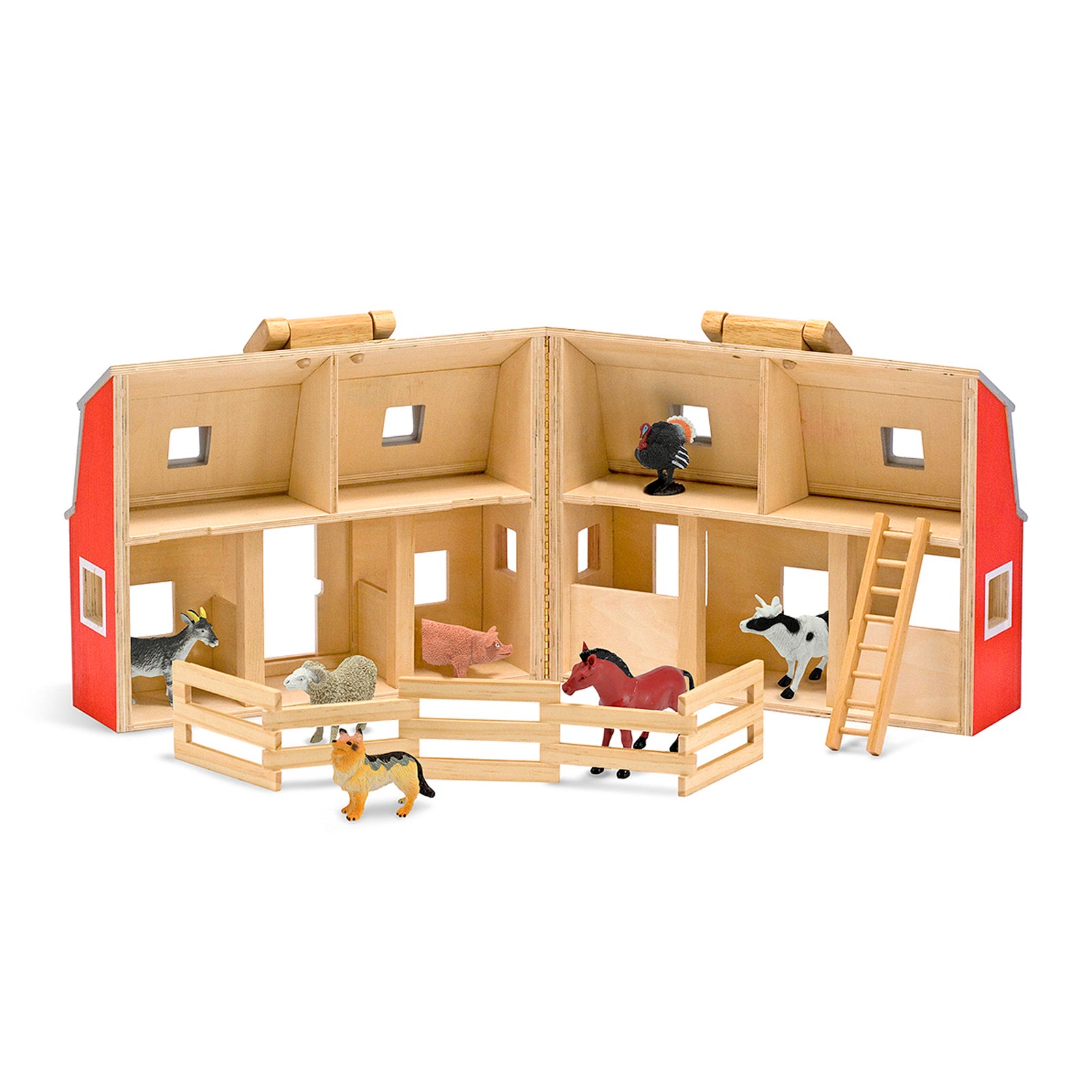 Melissa & Doug Fold & Go Wooden Barn Playset - Bright Red - Image 3